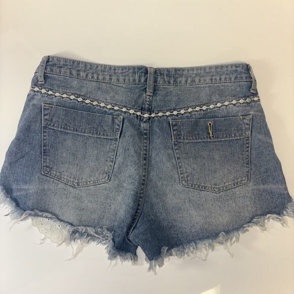 VTG Free People Denim Cutoff Shorts Sz 28 Boho South West Country Y2K Embroidery - Picture 4 of 9